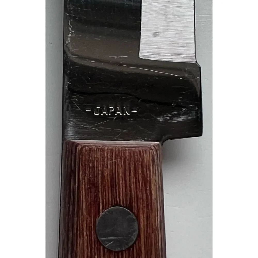R. S. Stainless Vintage Wood Handle Chef's Knife, Made in Japan